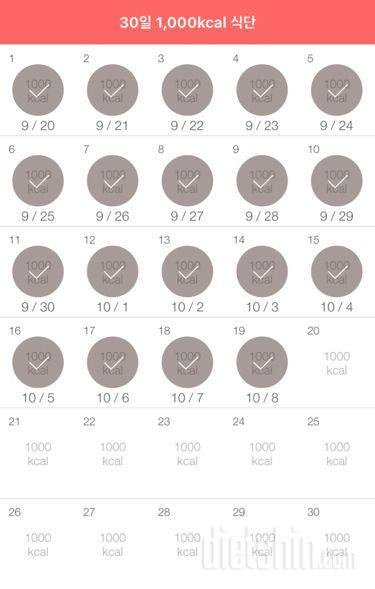 30일 1,000kcal 식단 19일차 성공!