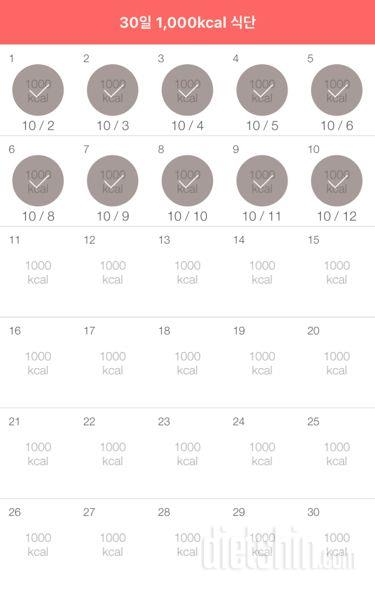 30일 1,000kcal 식단 10일차 성공!