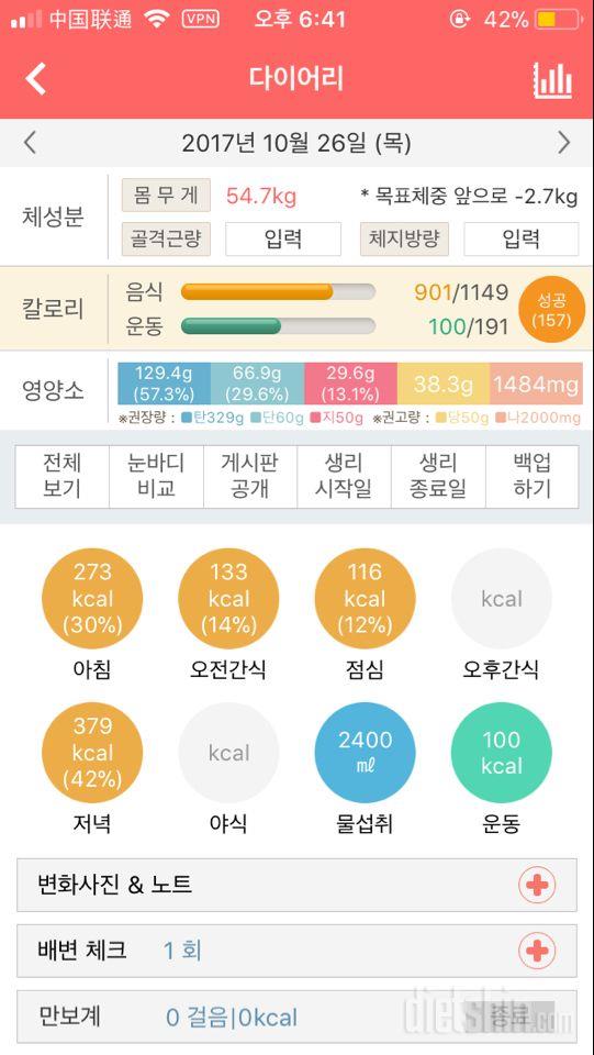 30일 야식끊기 101일차 성공!