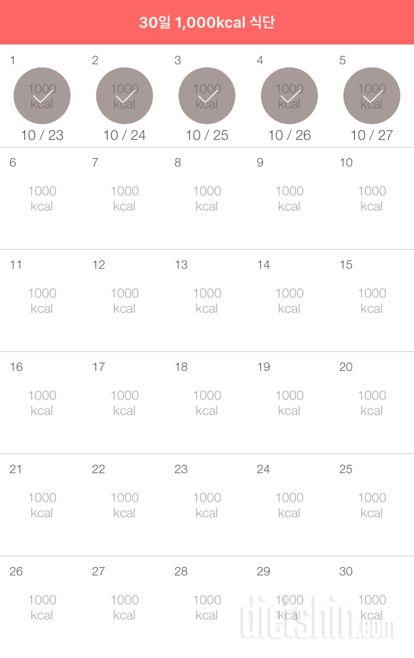 30일 1,000kcal 식단 5일차 성공!