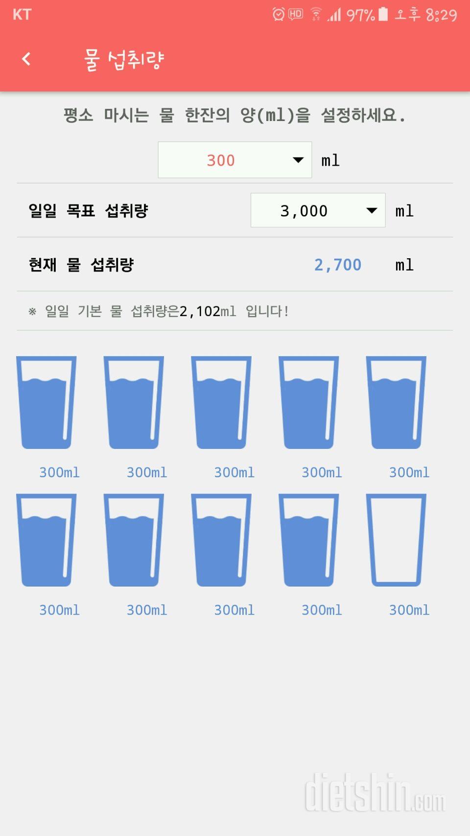 30일 하루 2L 물마시기 20일차 성공!