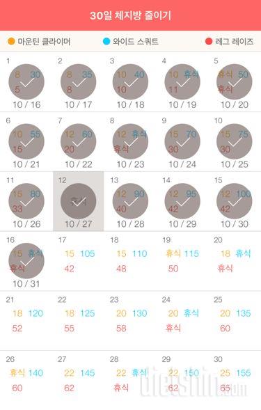 30일 체지방 줄이기 16일차 성공!