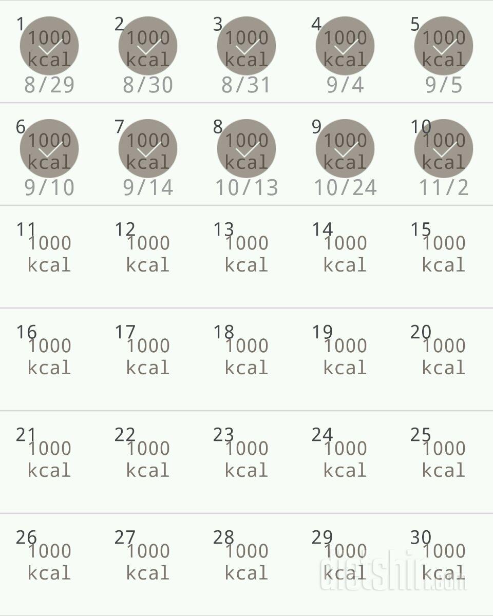 30일 1,000kcal 식단 10일차 성공!