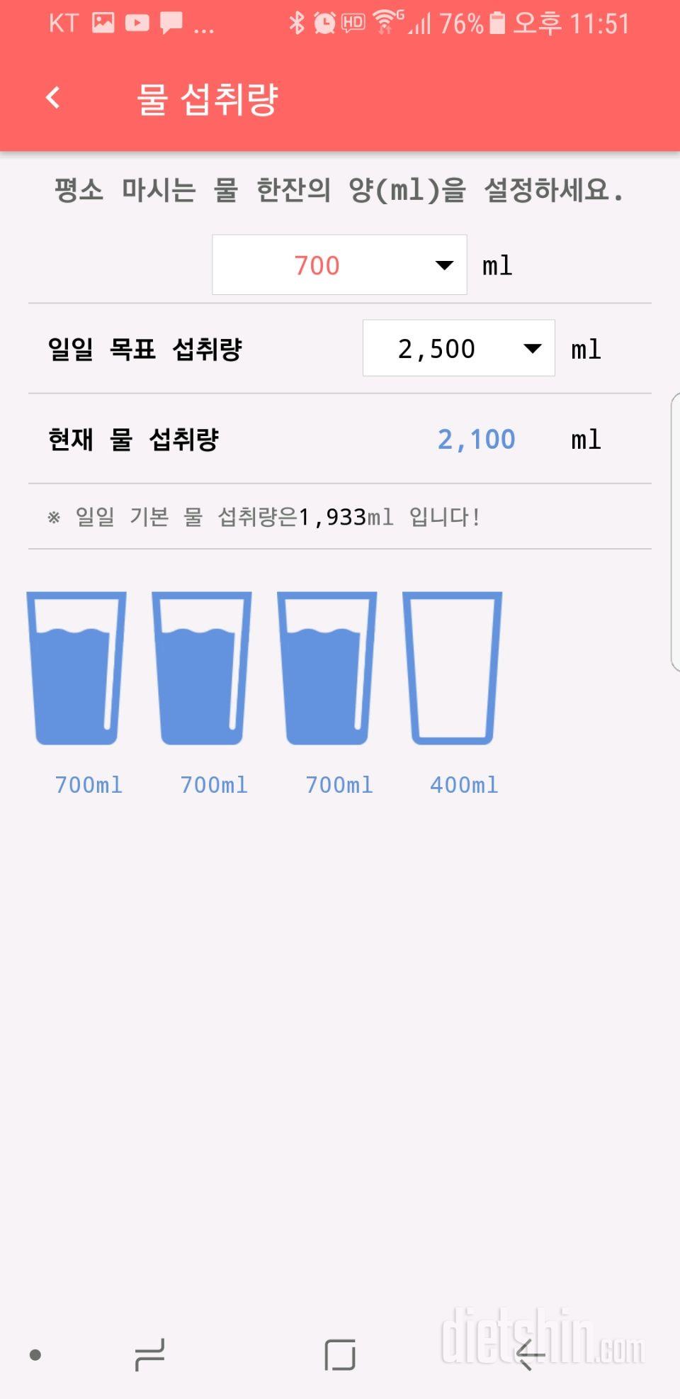 30일 하루 2L 물마시기 254일차 성공!