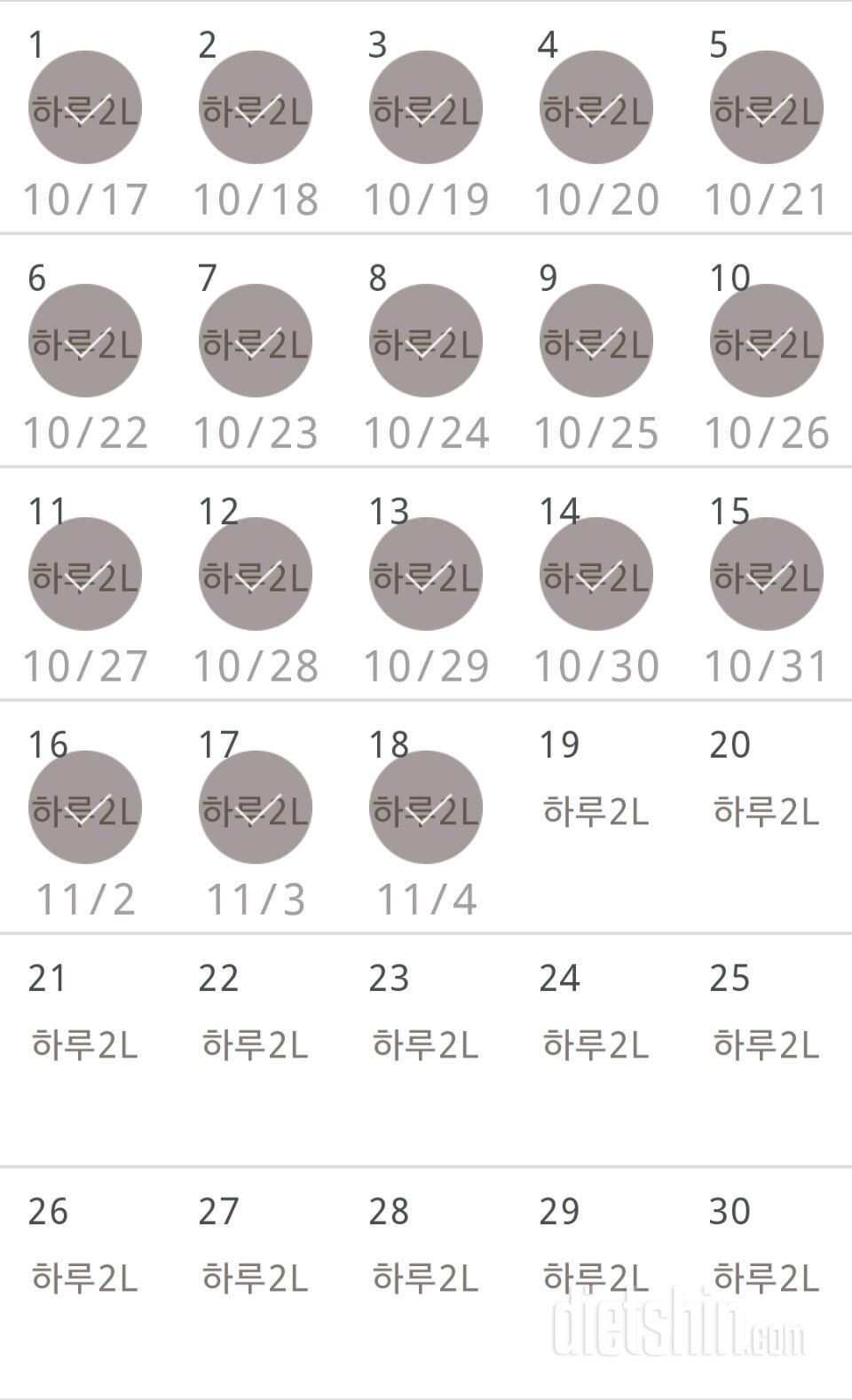 30일 하루 2L 물마시기 18일차 성공!