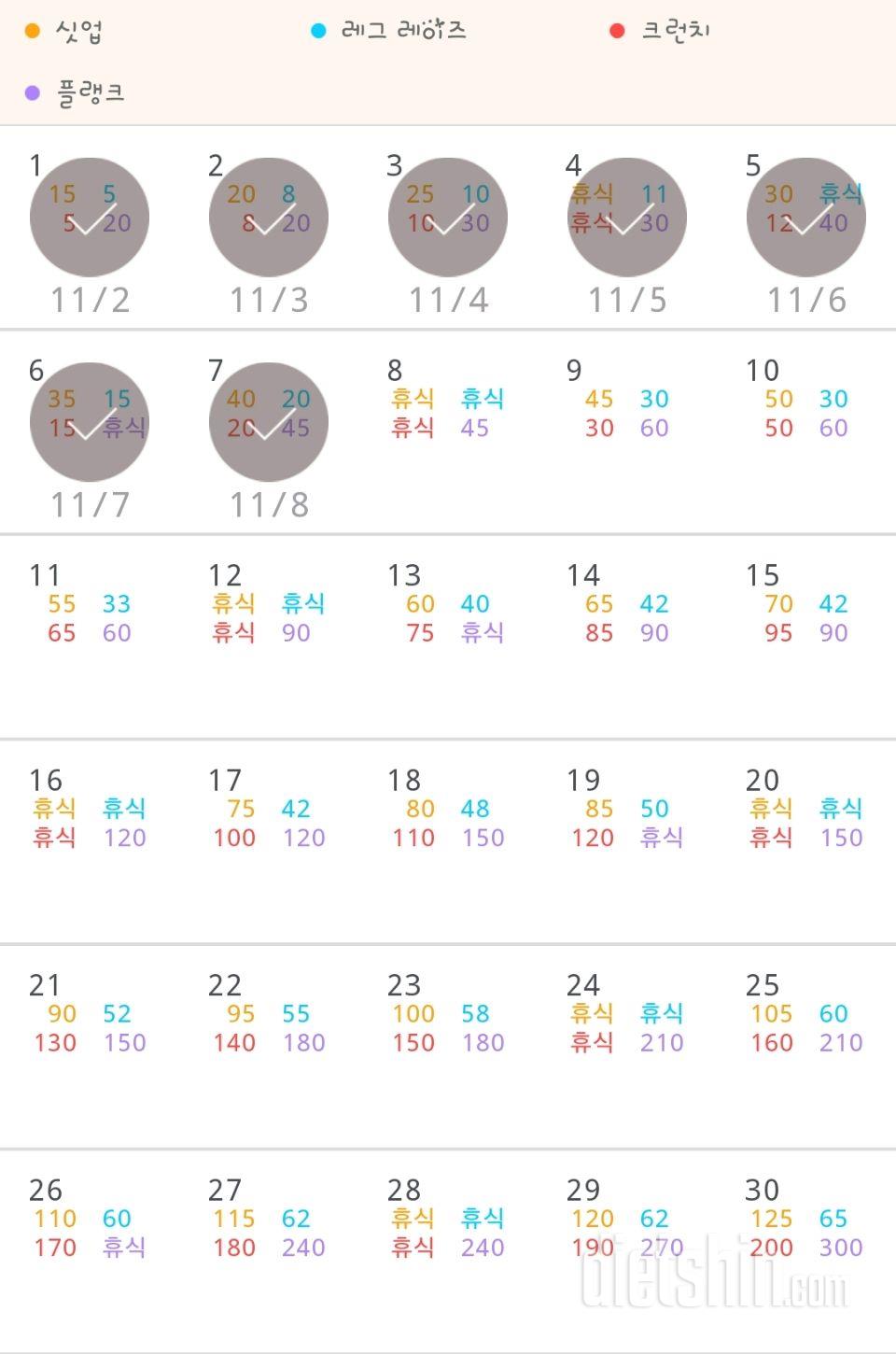 30일 복근 만들기 38일차 성공!