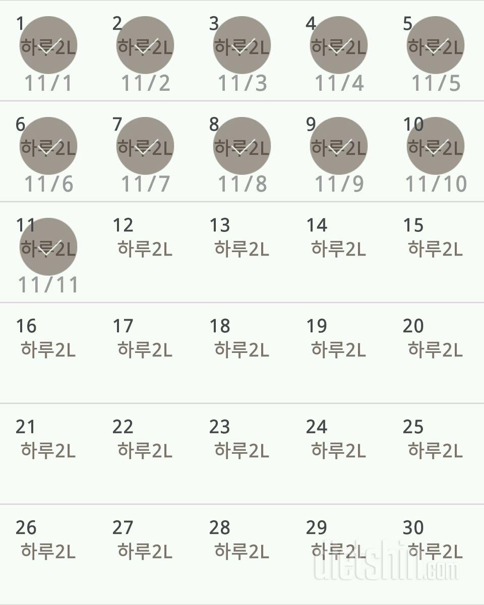 30일 하루 2L 물마시기 11일차 성공!