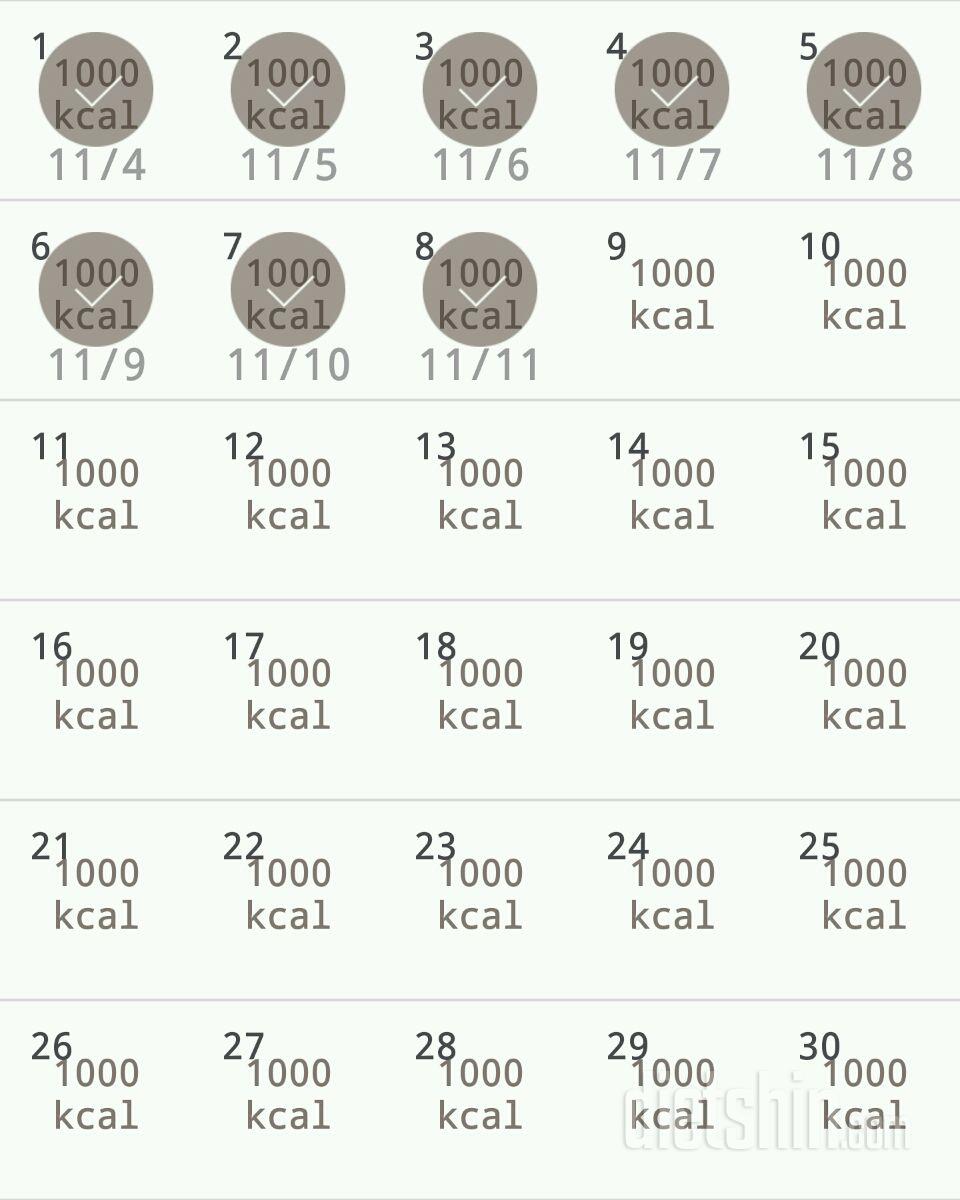 30일 1,000kcal 식단 8일차 성공!