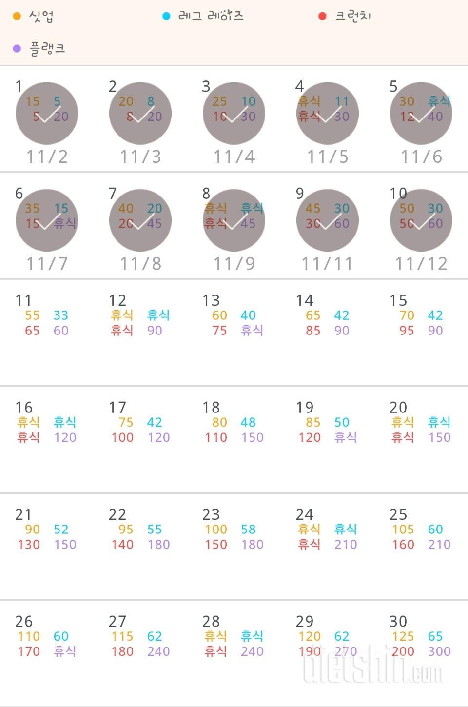 30일 복근 만들기 40일차 성공!