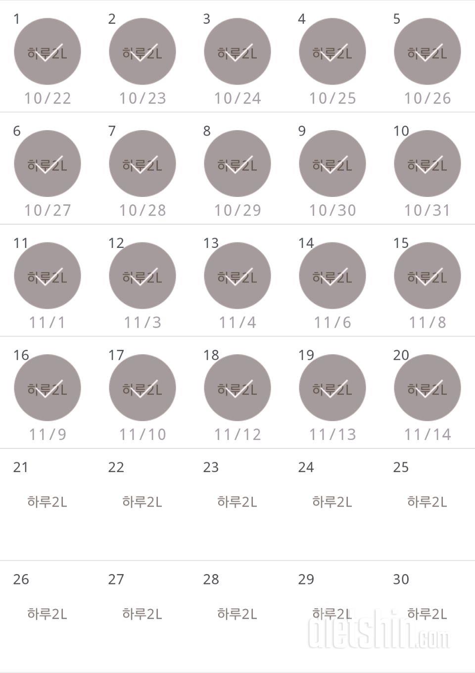 30일 하루 2L 물마시기 20일차 성공!