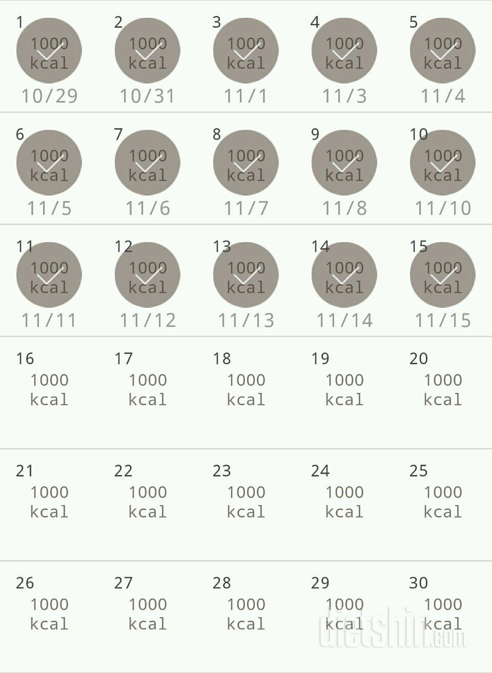 30일 1,000kcal 식단 15일차 성공!