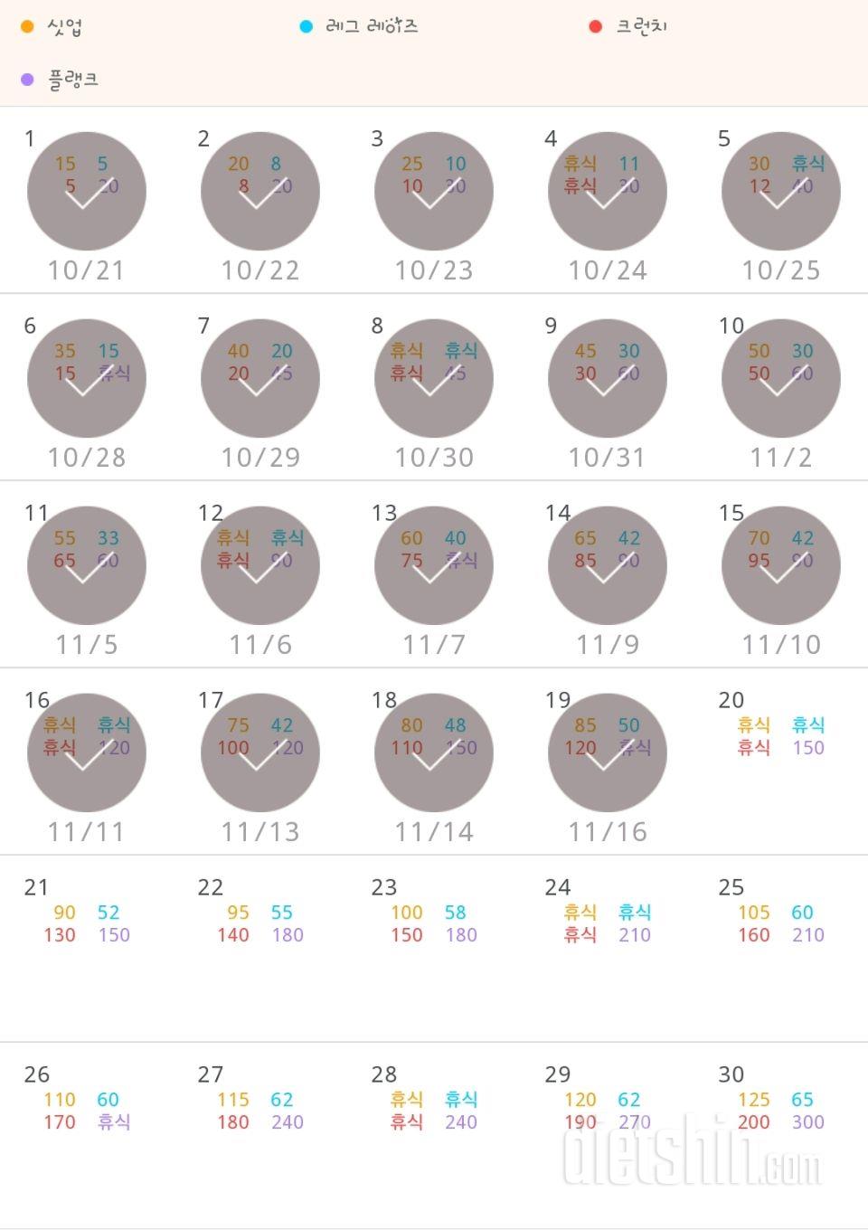 30일 복근 만들기 19일차 성공!