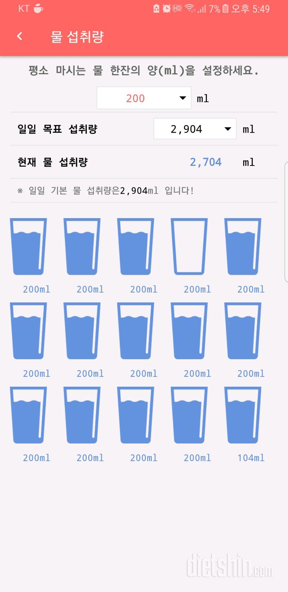 30일 하루 2L 물마시기 6일차 성공!