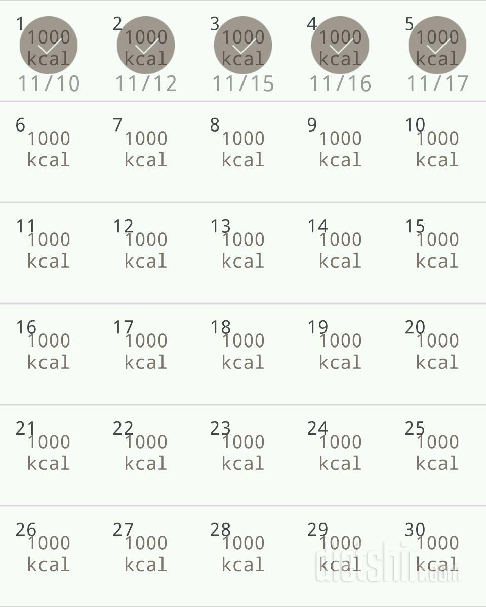 30일 1,000kcal 식단 5일차 성공!