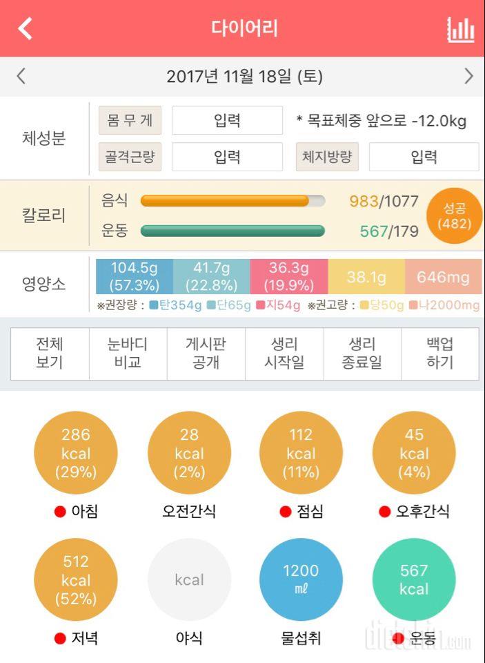 30일 1,000kcal 식단 17일차 성공!