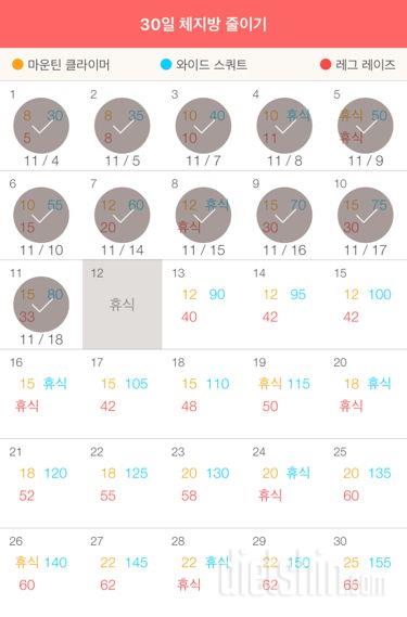 30일 체지방 줄이기 11일차 성공!