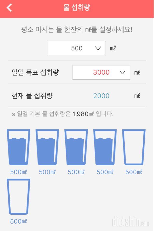 30일 하루 2L 물마시기 6일차 성공!