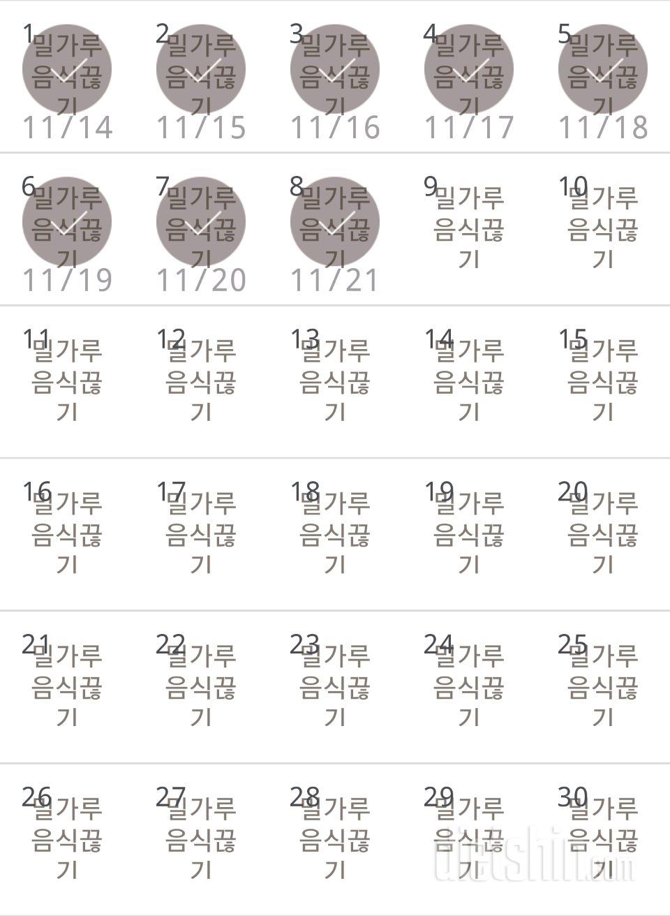 30일 밀가루 끊기 8일차 성공!