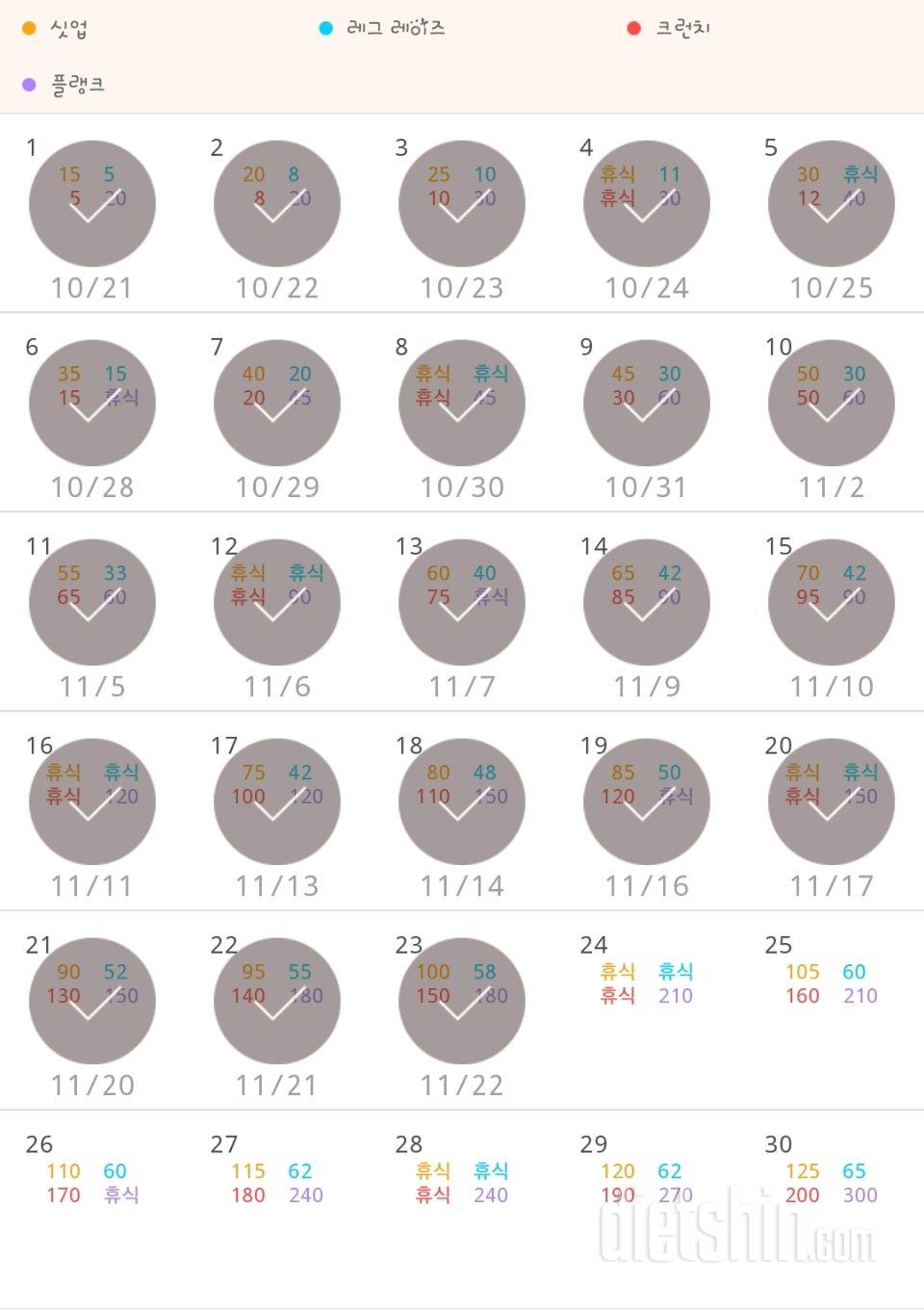 30일 복근 만들기 23일차 성공!