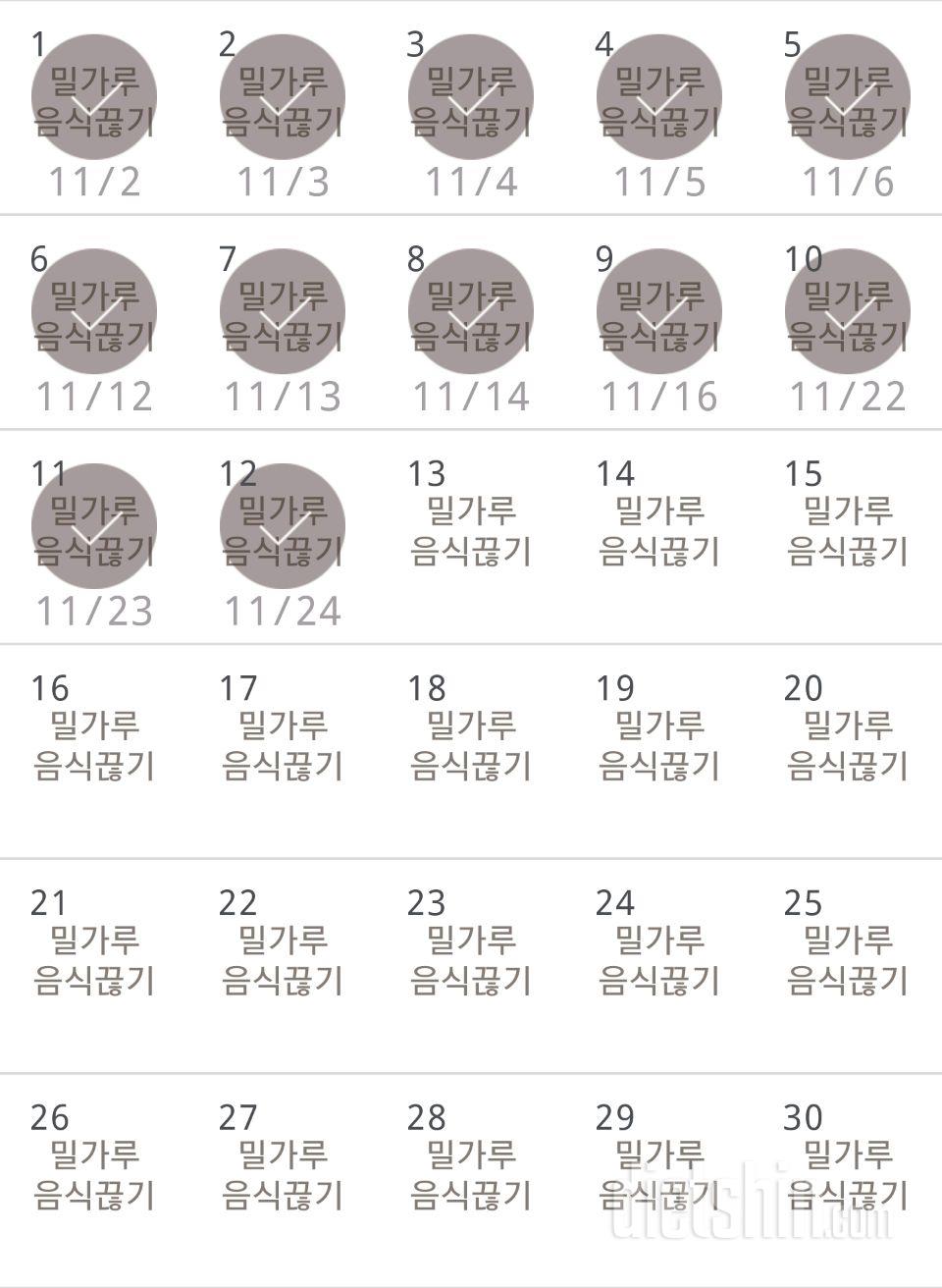 30일 밀가루 끊기 12일차 성공!