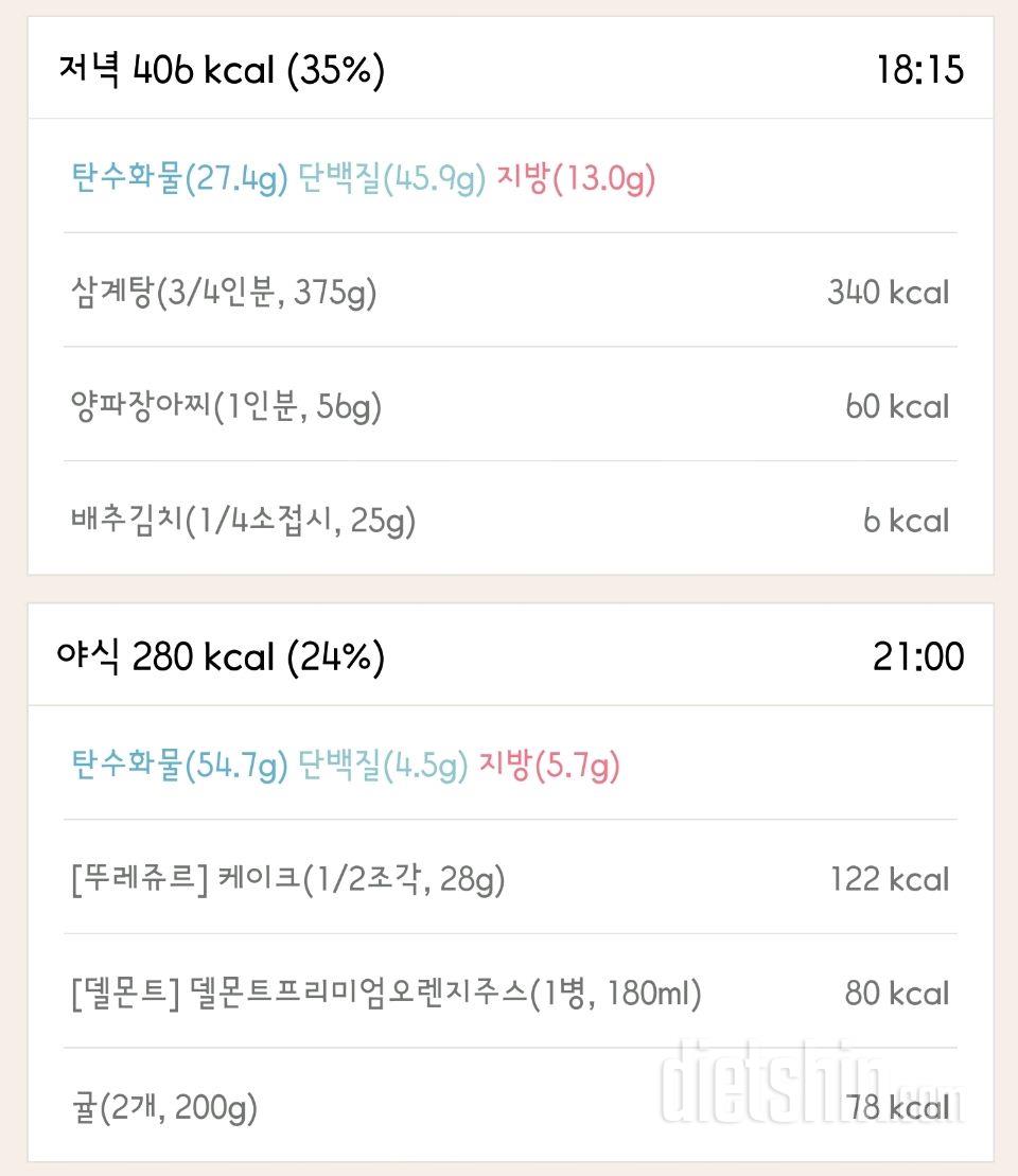 11월 25일 식단인증(7일째)