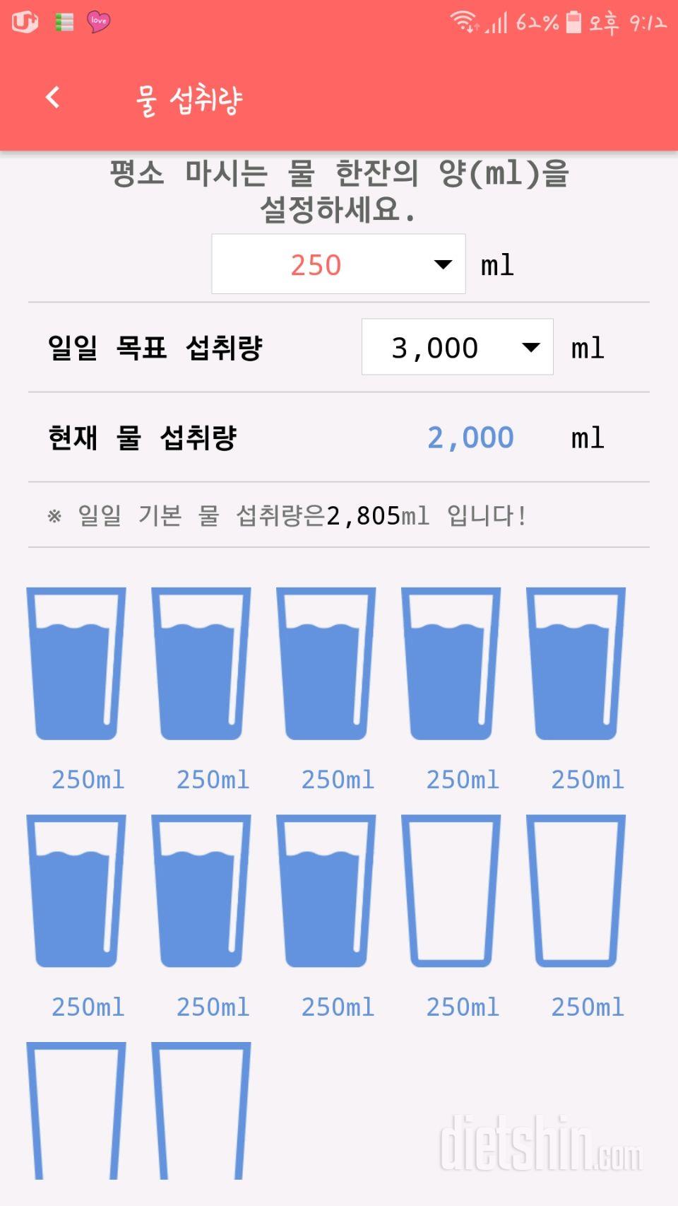 30일 하루 2L 물마시기 12일차 성공!