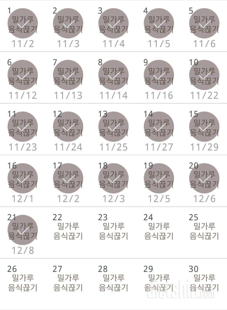 30일 밀가루 끊기 21일차 성공!