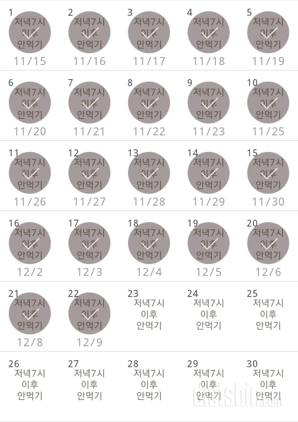 30일 야식끊기 22일차 성공!