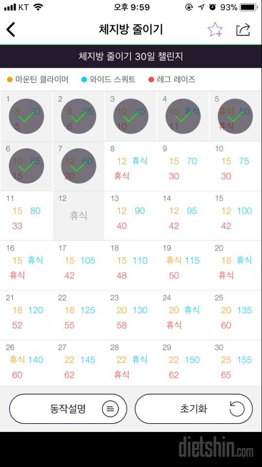 30일 체지방 줄이기 7일차 성공!