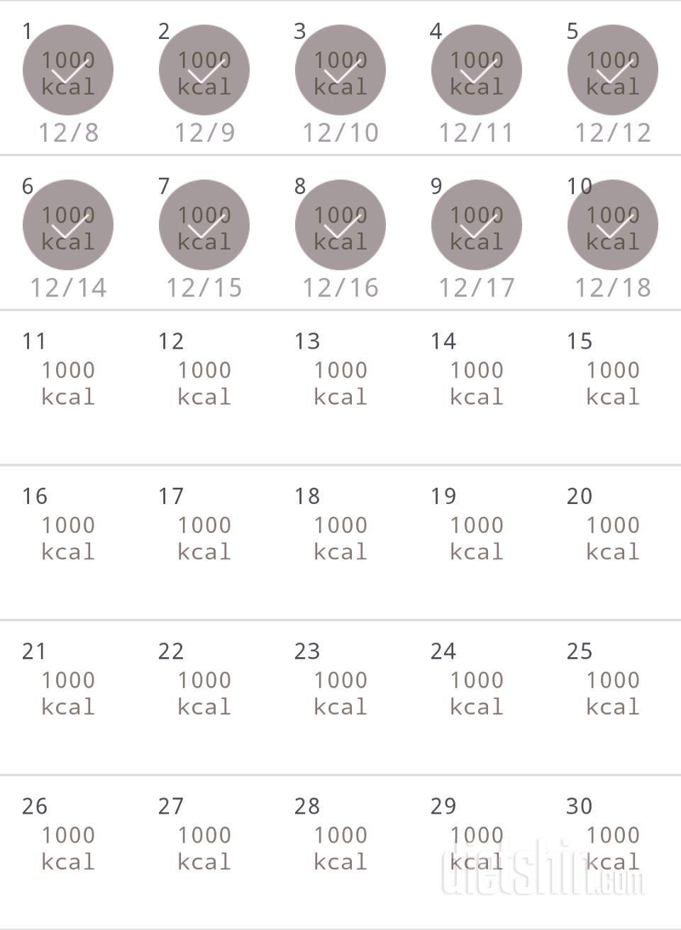 30일 1,000kcal 식단 10일차 성공!