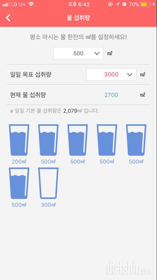 30일 하루 2L 물마시기 20일차 성공!