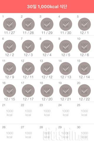 30일 1,000kcal 식단 20일차 성공!