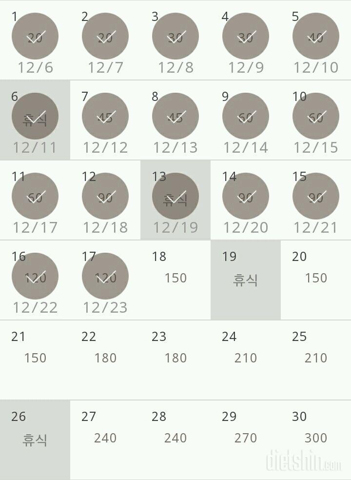 30일 플랭크 17일차 성공!