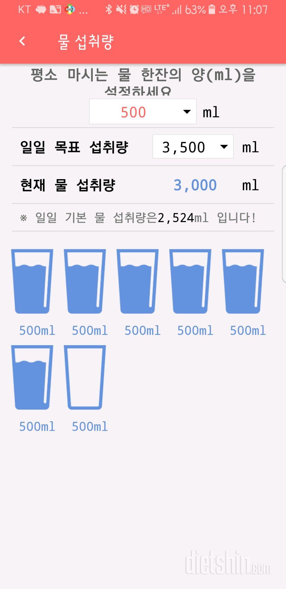 30일 하루 2L 물마시기 63일차 성공!