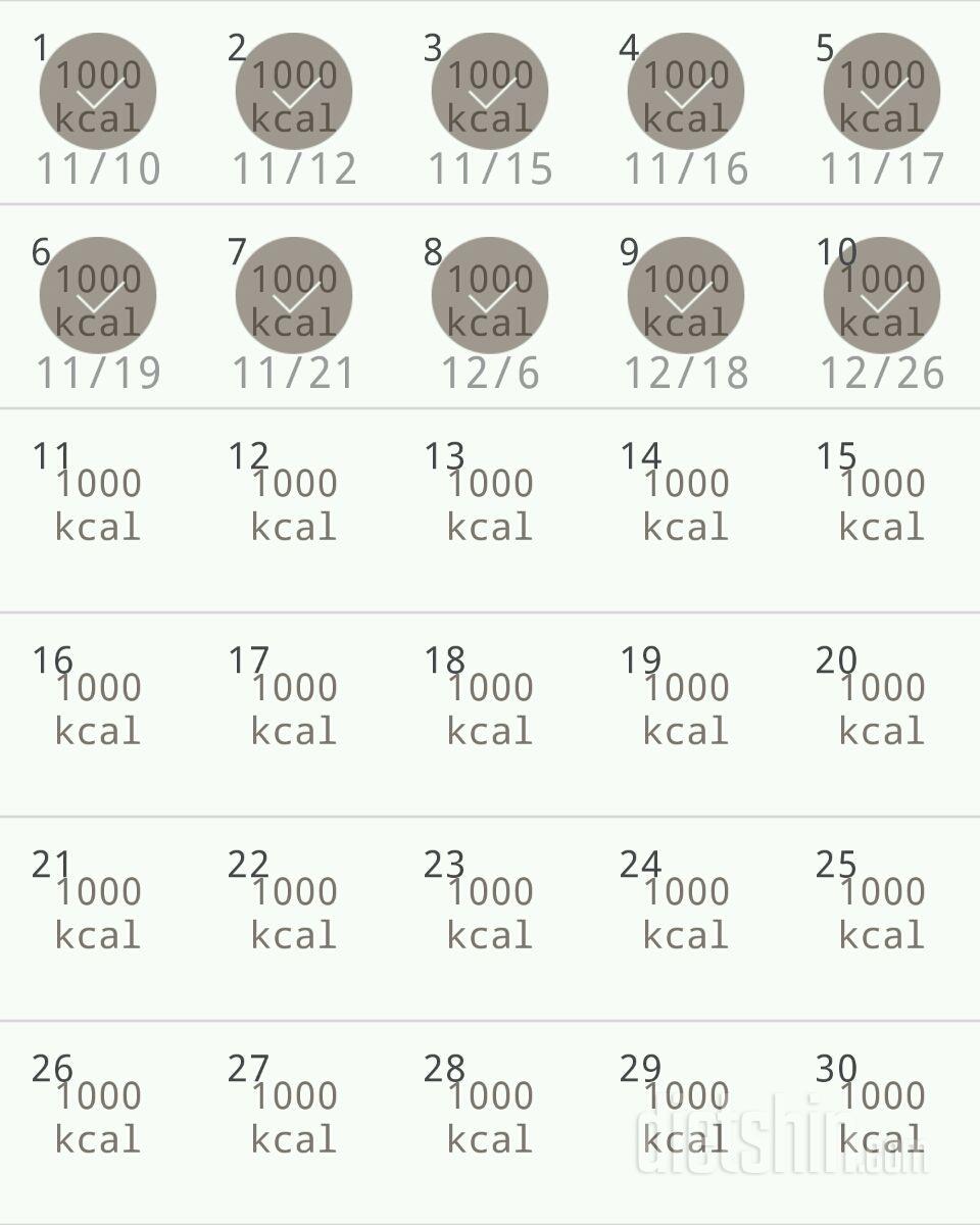 30일 1,000kcal 식단 10일차 성공!