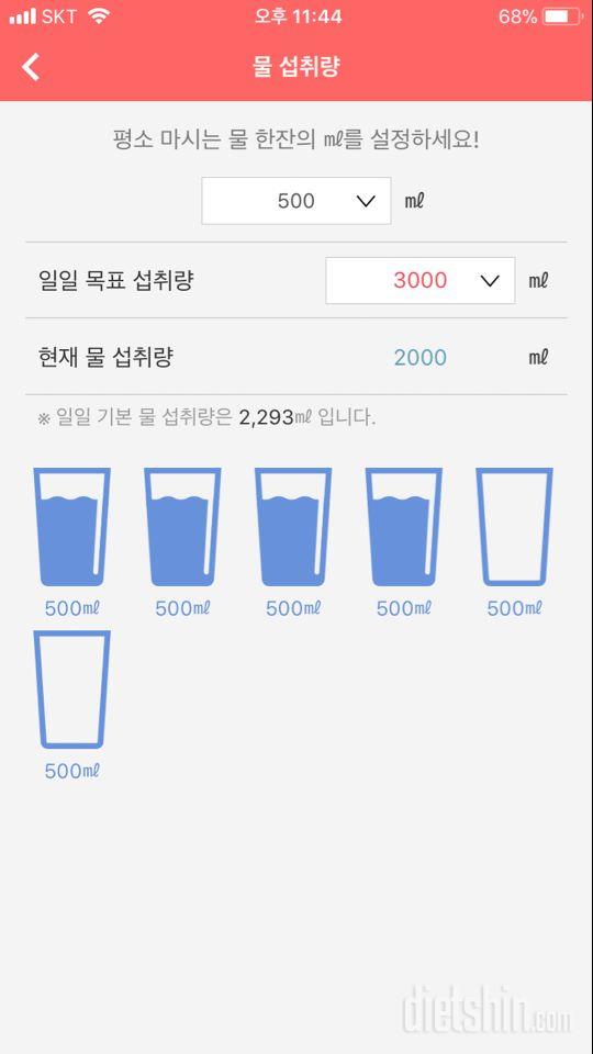 30일 하루 2L 물마시기 17일차 성공!