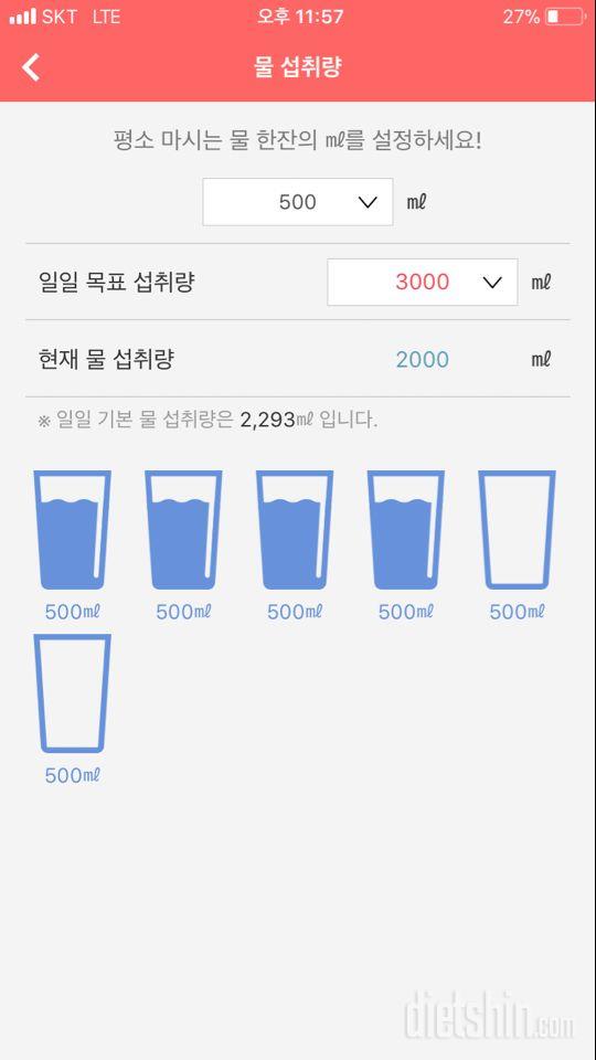 30일 하루 2L 물마시기 19일차 성공!