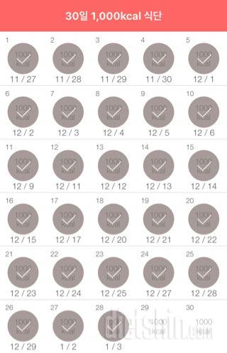 30일 1,000kcal 식단 28일차 성공!