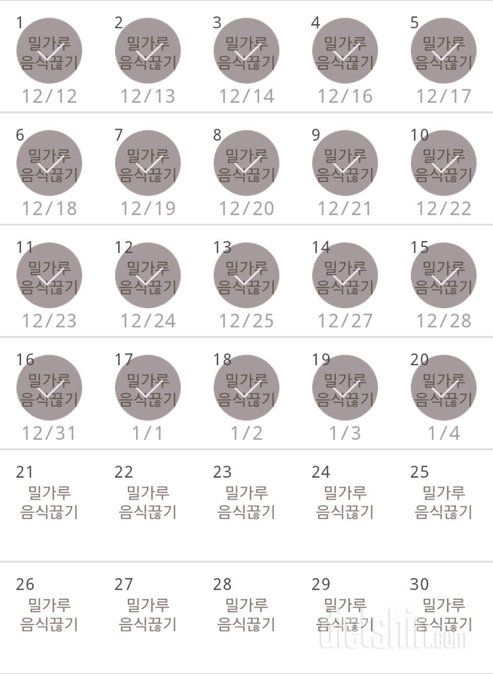 30일 밀가루 끊기 20일차 성공!