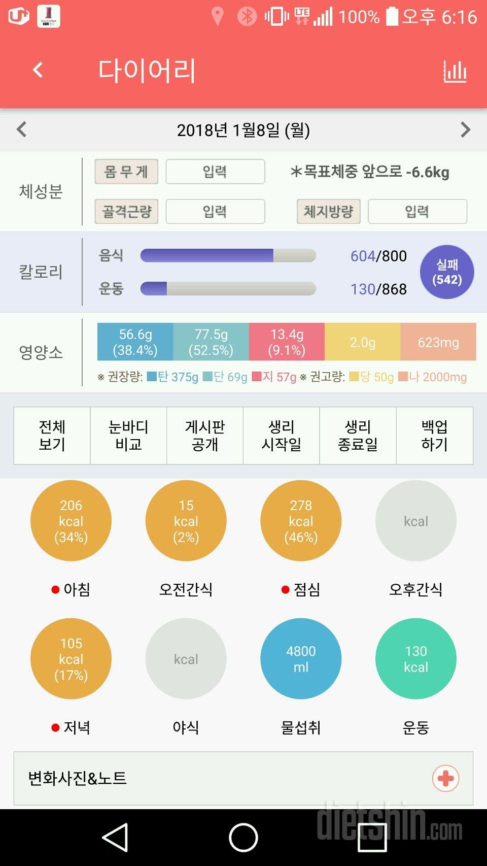 30일 당줄이기 6일차 성공!