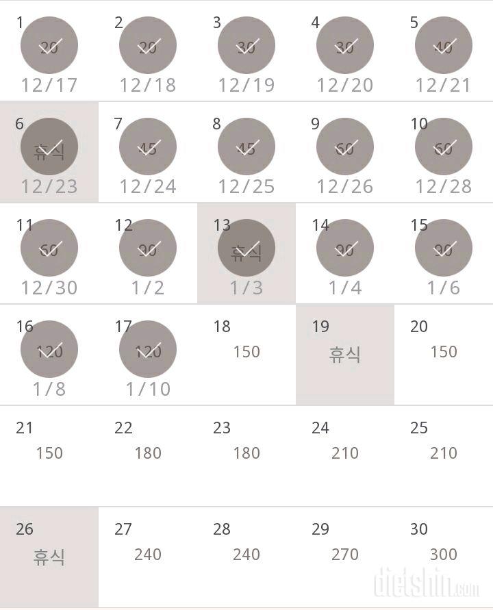 30일 플랭크 17일차 성공!