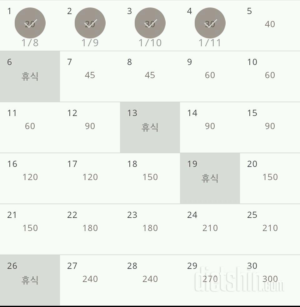 30일 플랭크 4일차 성공!