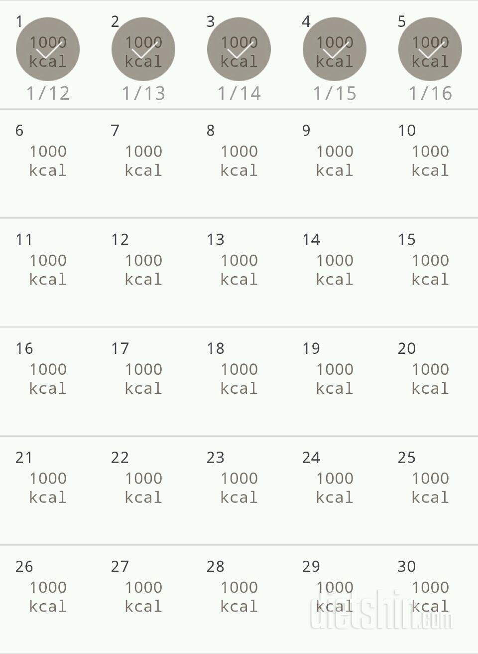 30일 1,000kcal 식단 5일차 성공!