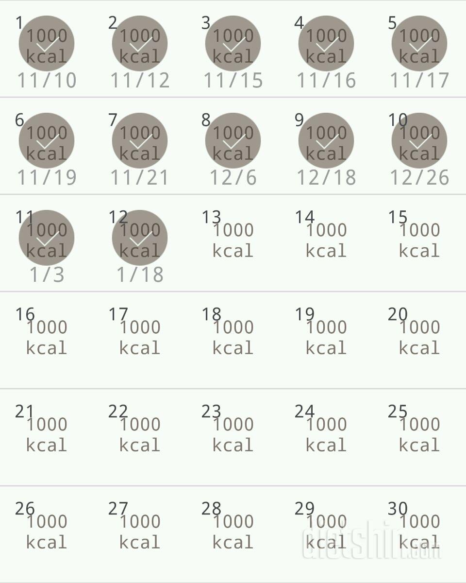 30일 1,000kcal 식단 12일차 성공!