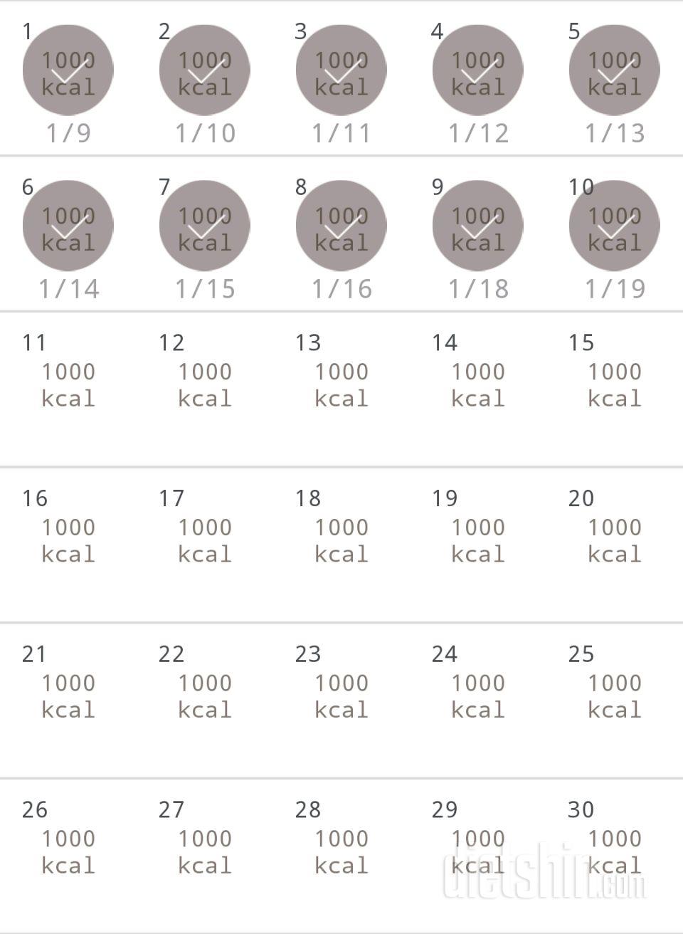 30일 1,000kcal 식단 10일차 성공!