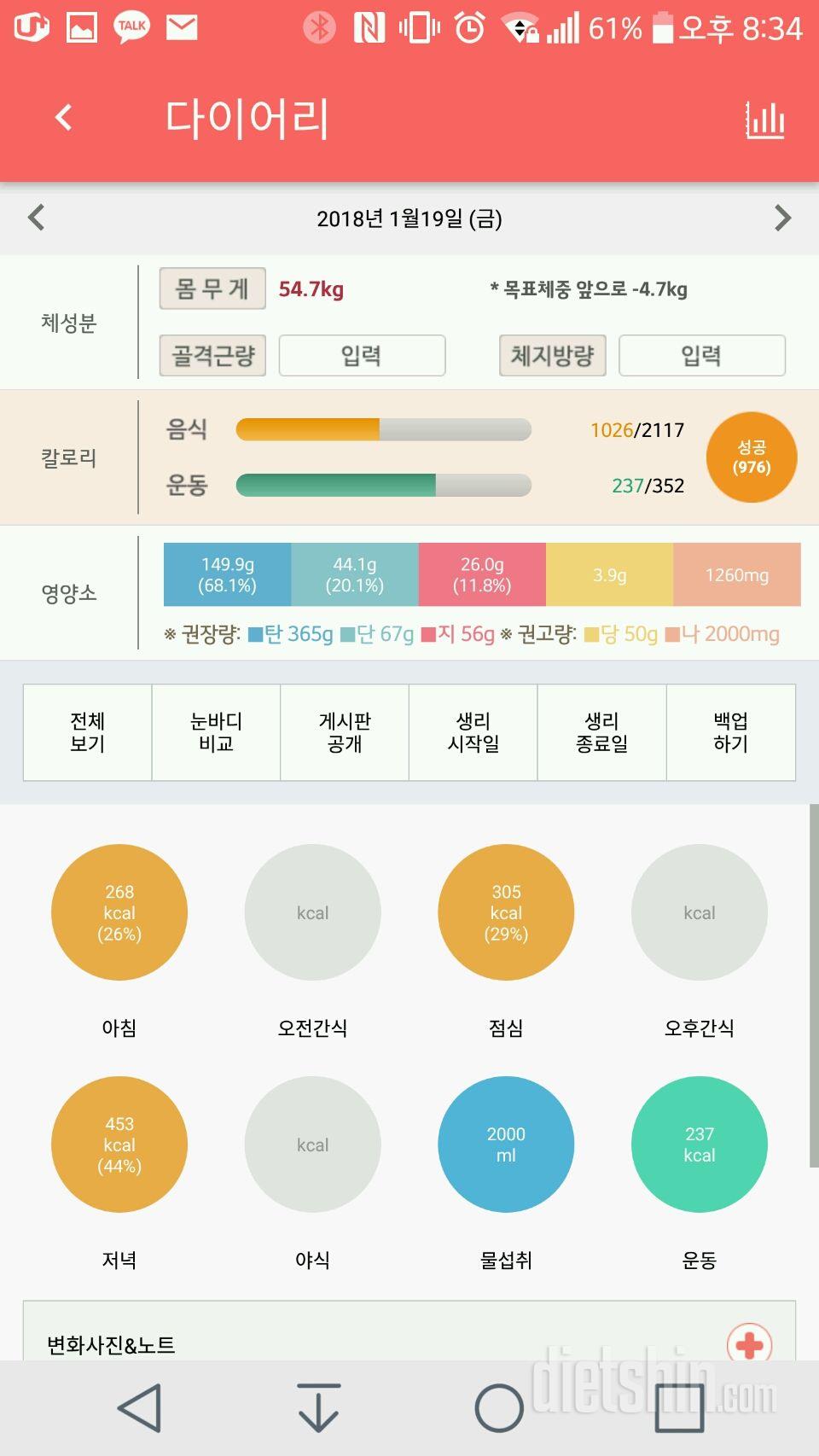 30일 하루 2L 물마시기 5일차 성공!