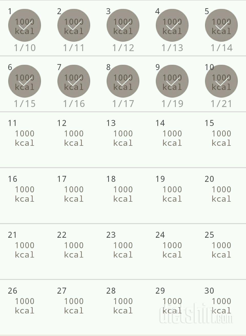 30일 1,000kcal 식단 10일차 성공!