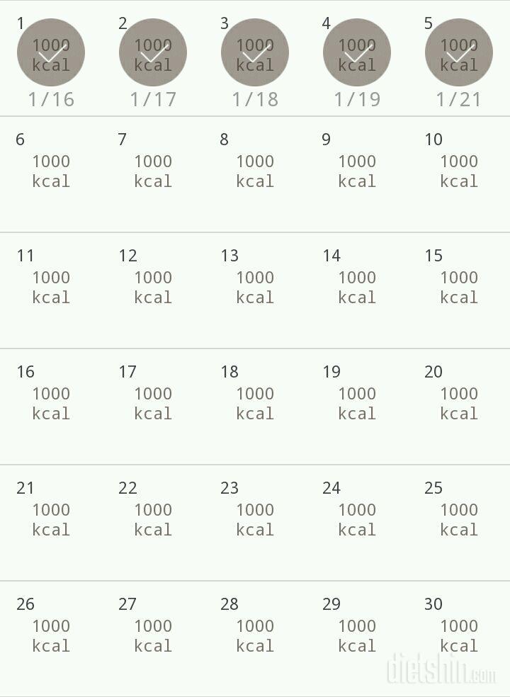 30일 1,000kcal 식단 5일차 성공!