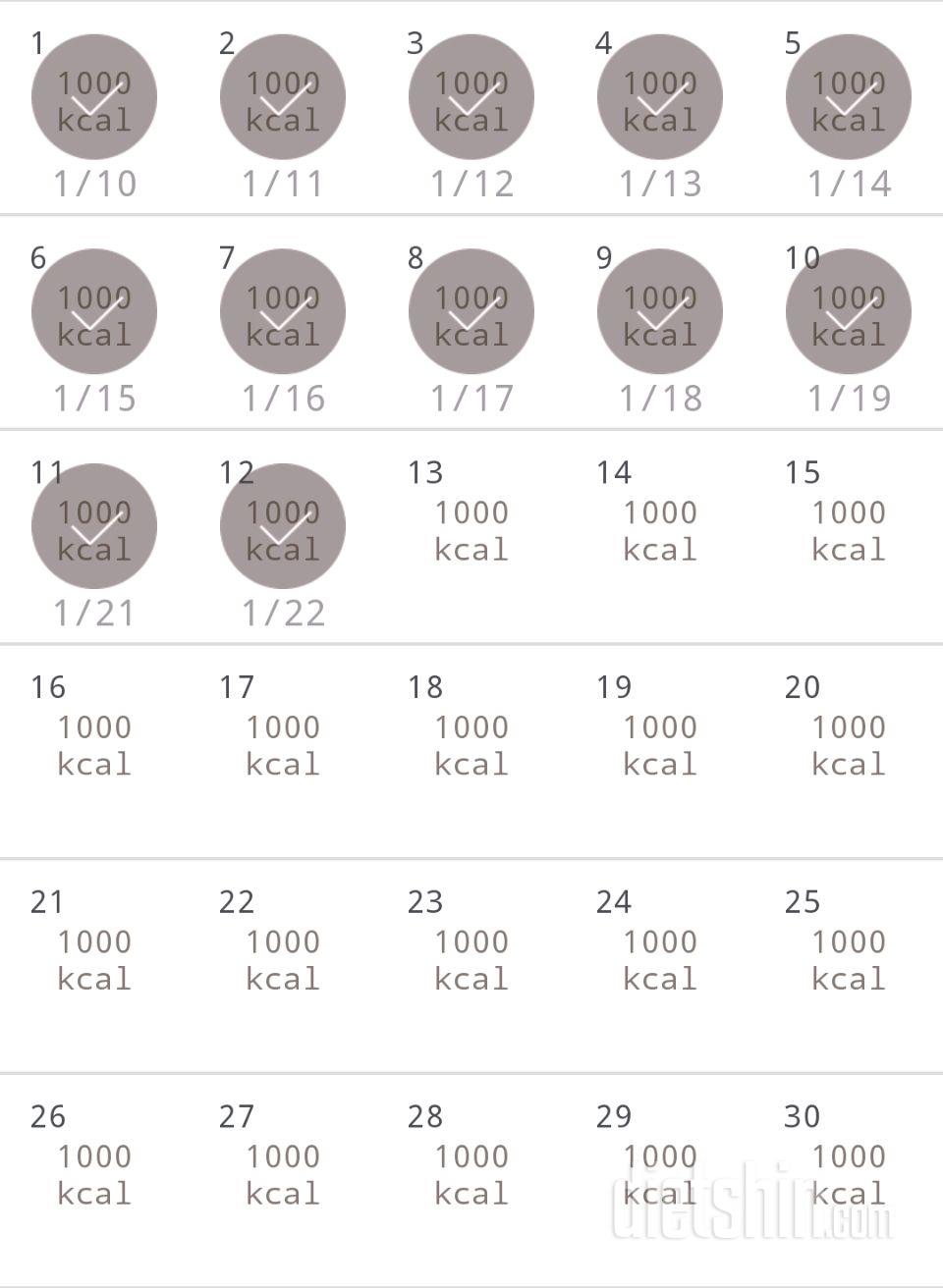 30일 1,000kcal 식단 12일차 성공!