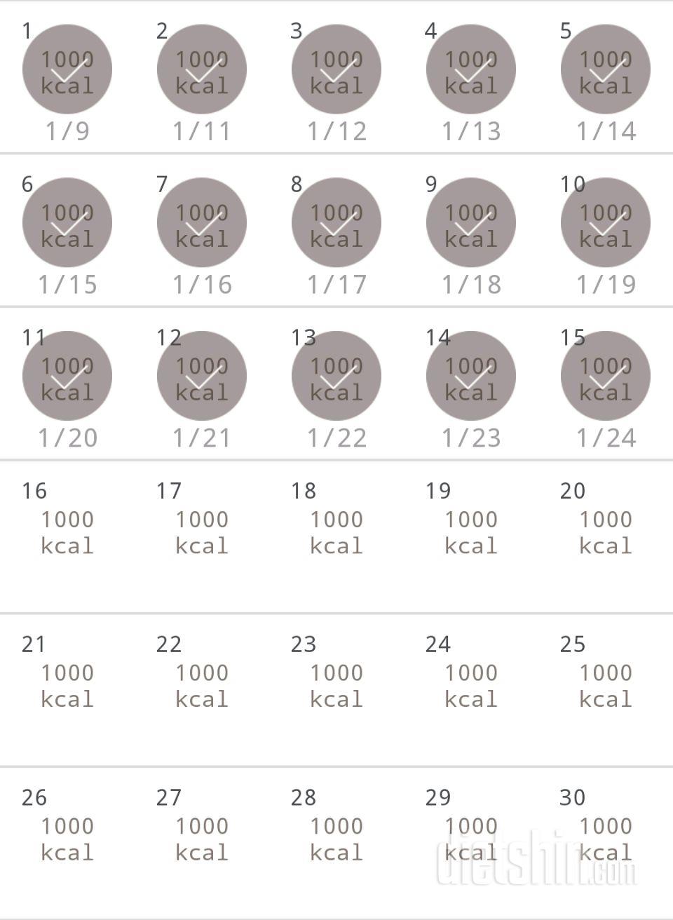 30일 1,000kcal 식단 15일차 성공!